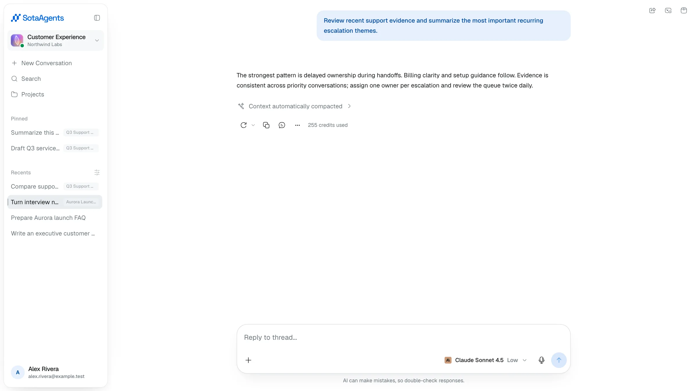 A chat activity row saying Context automatically compacted